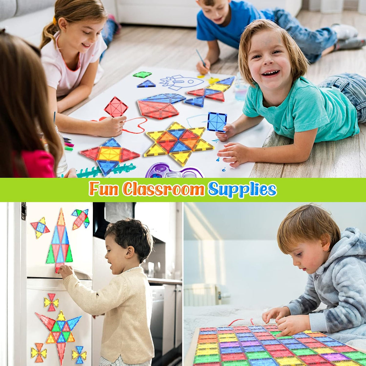 Coodoo Magnetic Tiles Kids Toys STEM Magnet Toy for Toddler Magnetic Blocks Building Preschool Learning Sensory Montessori Toys for 3+ Year Old Boys and Girls, Safe Creativity Toddler Kids Toy 40PCS