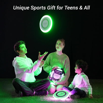 TOSY Flying Disc - 16 Million Colors RGB LEDs, Extremely Bright, Smart Modes, Camping Essentials for Teens/Kids/Adults/Men/Boys/Girls, Auto Light Up, Rechargeable, Waterproof, 175g