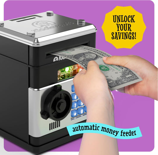 Piggy Bank for Kids - Electronic Money Saving Box w/Code- ATM Safe - Toy Coin Bank - Gifts for Boys Toys for Age 3, 4, 5, 6, 7, 8, 9 - Birthday Gifts for 8, 9, 10, 11, 12