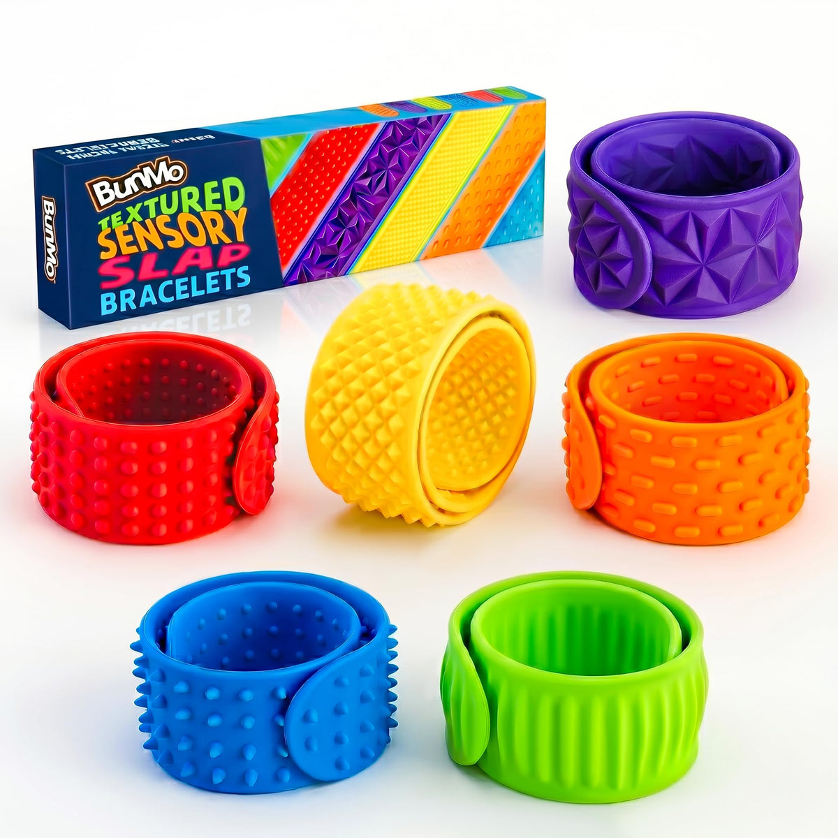 BUNMO Sensory Toys - Stretchy Noodle Strings - Stimulating & Addictive Fidget Toys for Kids - Hours of Fun for Kids - Worry Noodles - Smooth 6 Pack