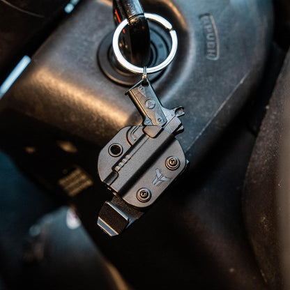 Blade-Tech Mini Pistol Shaped Keychain with Holster and Belt Clip Holsters