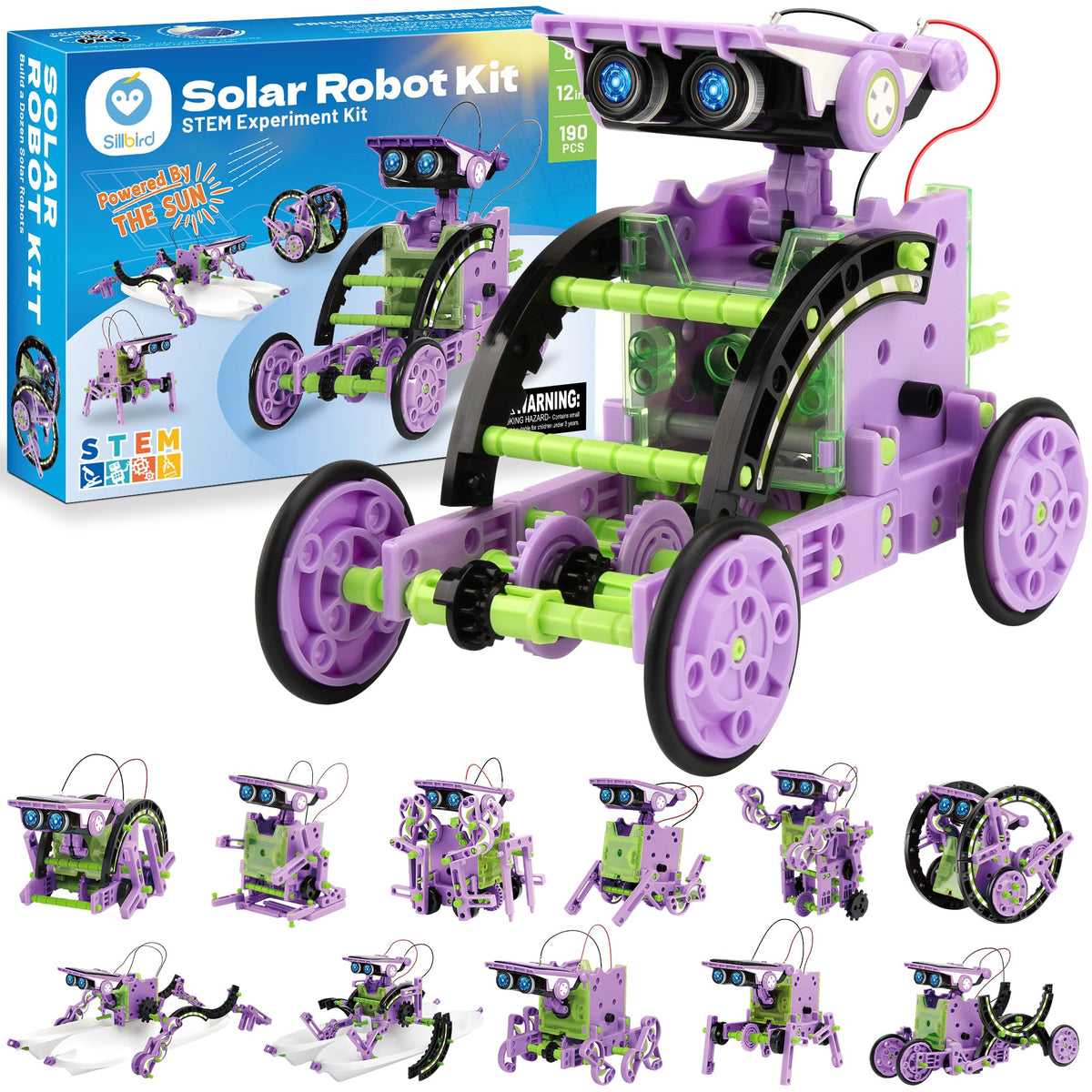Sillbird 12-in-1 Solar Robot Building Kit STEM Gift for Boys Ages 8-13