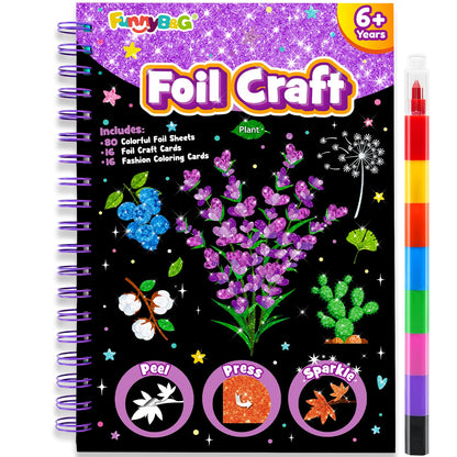 FUNNYB&G Foil Art Craft Kit for Kids, Sparkly Birthday Gift Toy for Girls