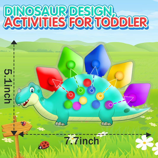 Dinosaur Color Sorting Sensory Toy Travel Toys for Toddler Airplane Squishy Squeeze Toy Roadtrip Essenstial for Toddlers Boys Gift Fine Motor Autism Calm Fidget Montessori Preschool Activities Kid