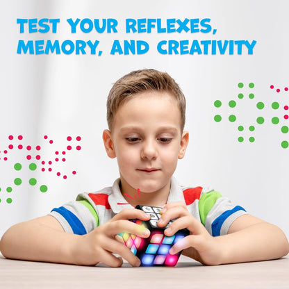 FLASHDASH Flashing Cube Electronic Memory and Brain Game - 4-in-1 Handheld Stem Toys for Kids - Cool Gadgets, Games for Boys and Girls - Fun Family Game for Kids Ages 6-12 - Educational Gift Toy