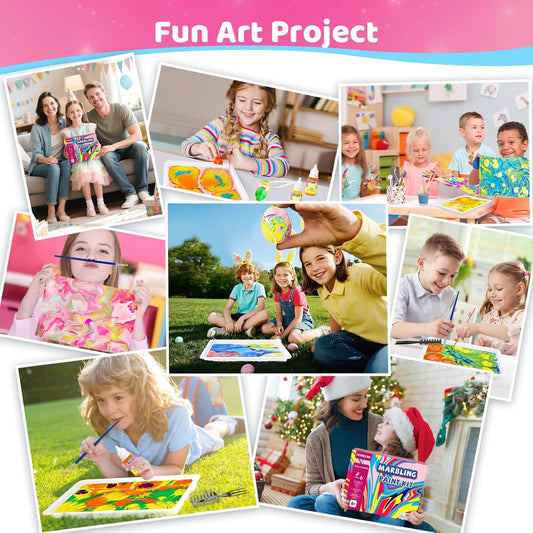 Water Marbling Paint for Kids,Stocking Stuffers for Kids,Birthday Gifts for Kids 3+ Years Old,Arts and Crafts for Girls Boys Ages 8-12 6-8 3-5,STEM Science Toys
