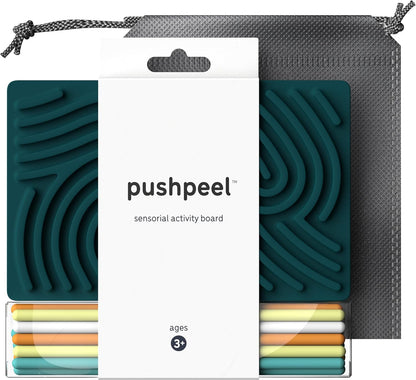 Pushpeel Sensory Activity Board: Silicone Fidget Toy for Calming, Stress, Anxiety, ADHD & Autism | Silent, No Mess | Kids 3+ & Adults | Includes Portable Travel Bag & 11 Strings
