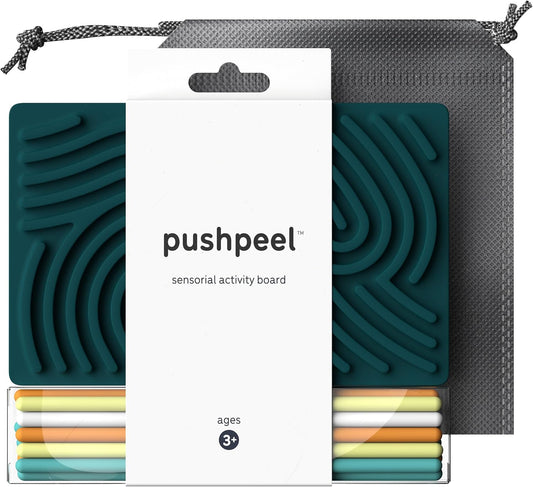 Pushpeel Sensory Activity Board: Silicone Fidget Toy for Calming, Stress, Anxiety, ADHD & Autism | Silent, No Mess | Kids 3+ & Adults | Includes Portable Travel Bag & 11 Strings