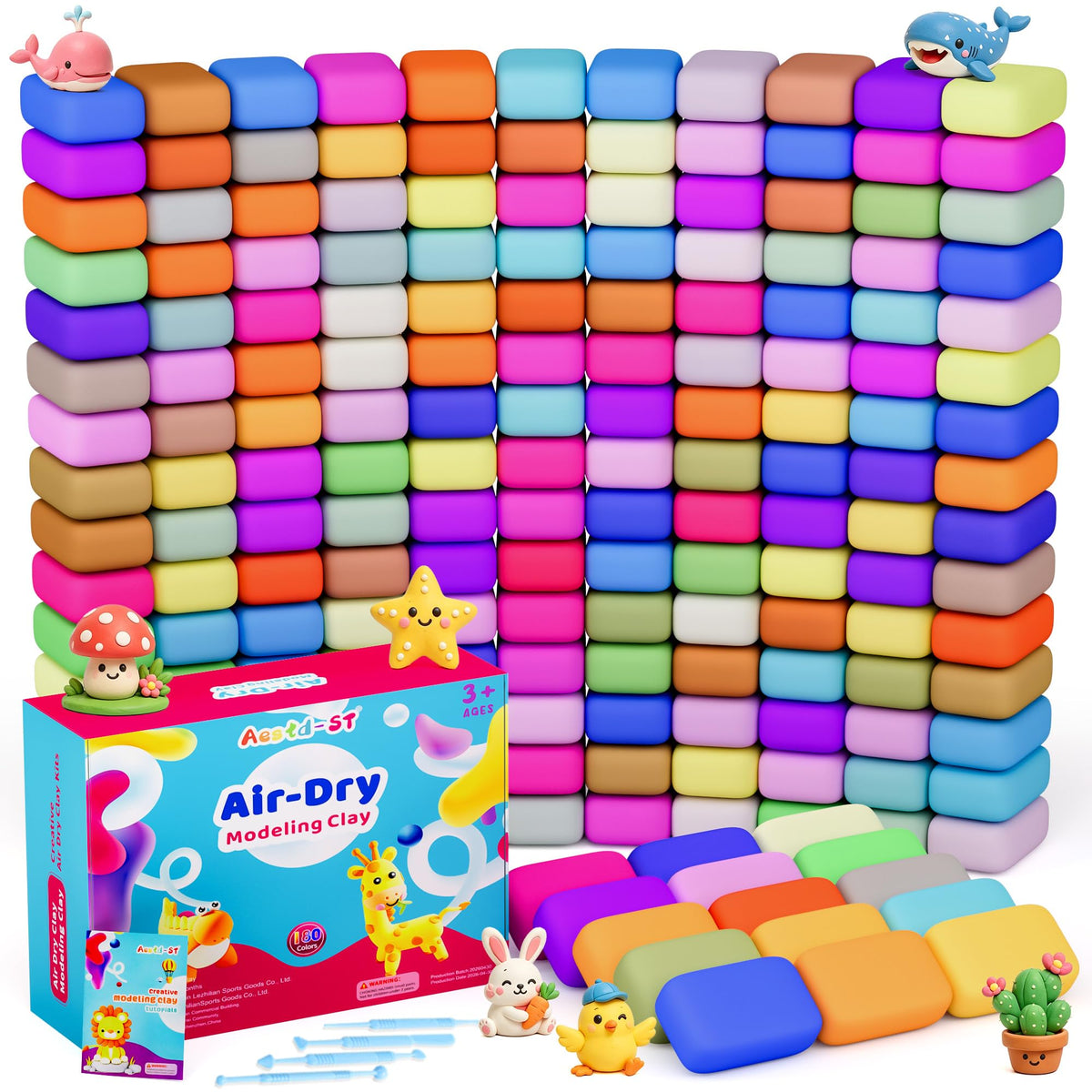 Aestd-ST Air Dry Clay 66 Colors, Modeling Clay for Kids, DIY Magic Clay