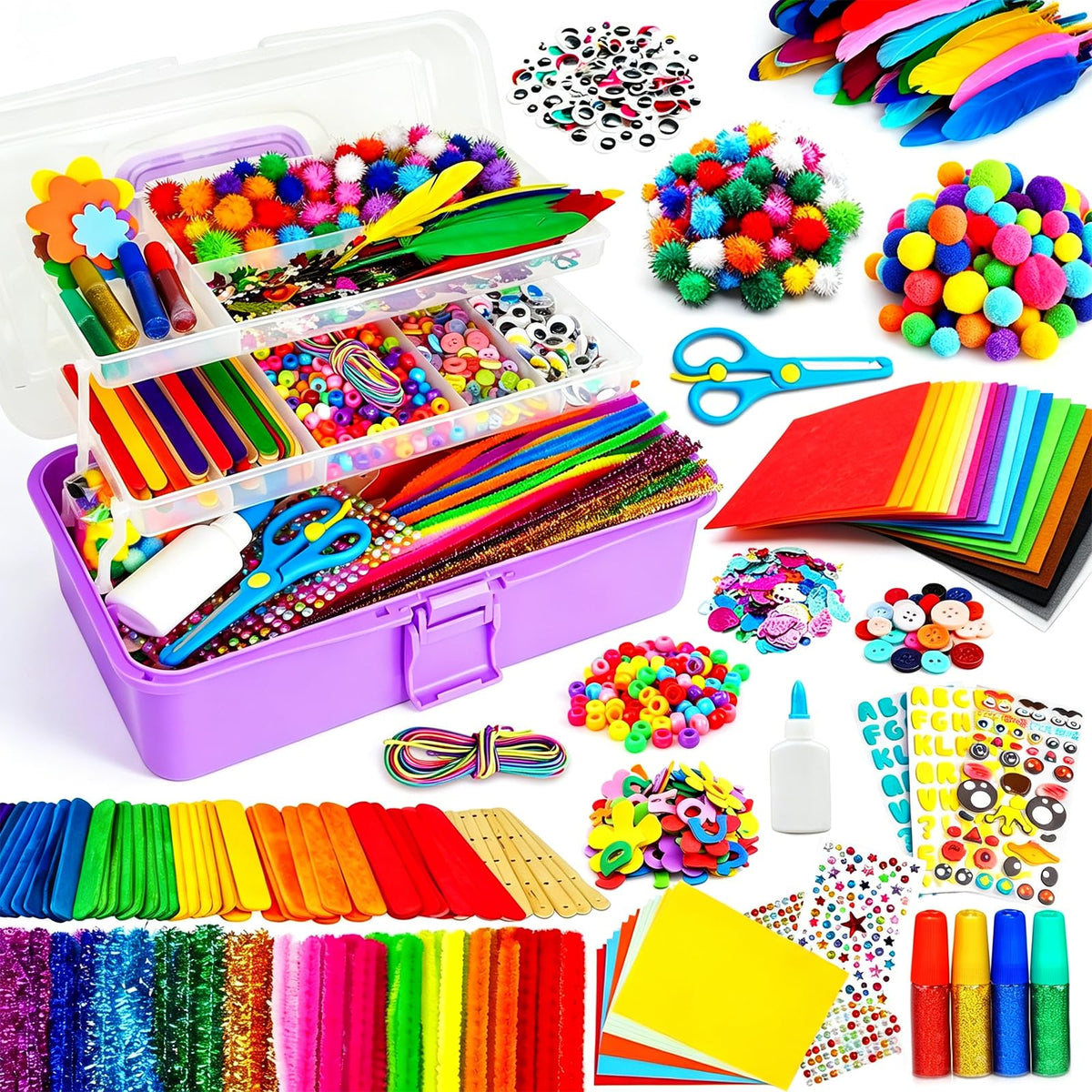 FUNZBO Arts and Crafts Supplies for Kids - Toddler DIY School Craft Set