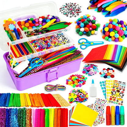 FUNZBO Arts and Crafts Supplies for Kids - Toddler DIY School Craft Set