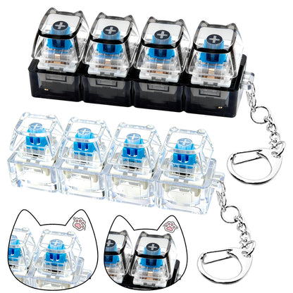 2 PCS Keyboard Fidget Toy, Keyboard Fidget Keychain 4-in-1 Keyboard Decompression Button Finger Clicker Toys, Keychain Button Stress Relief Fidget Gifts to Relief Stress (Transparent)