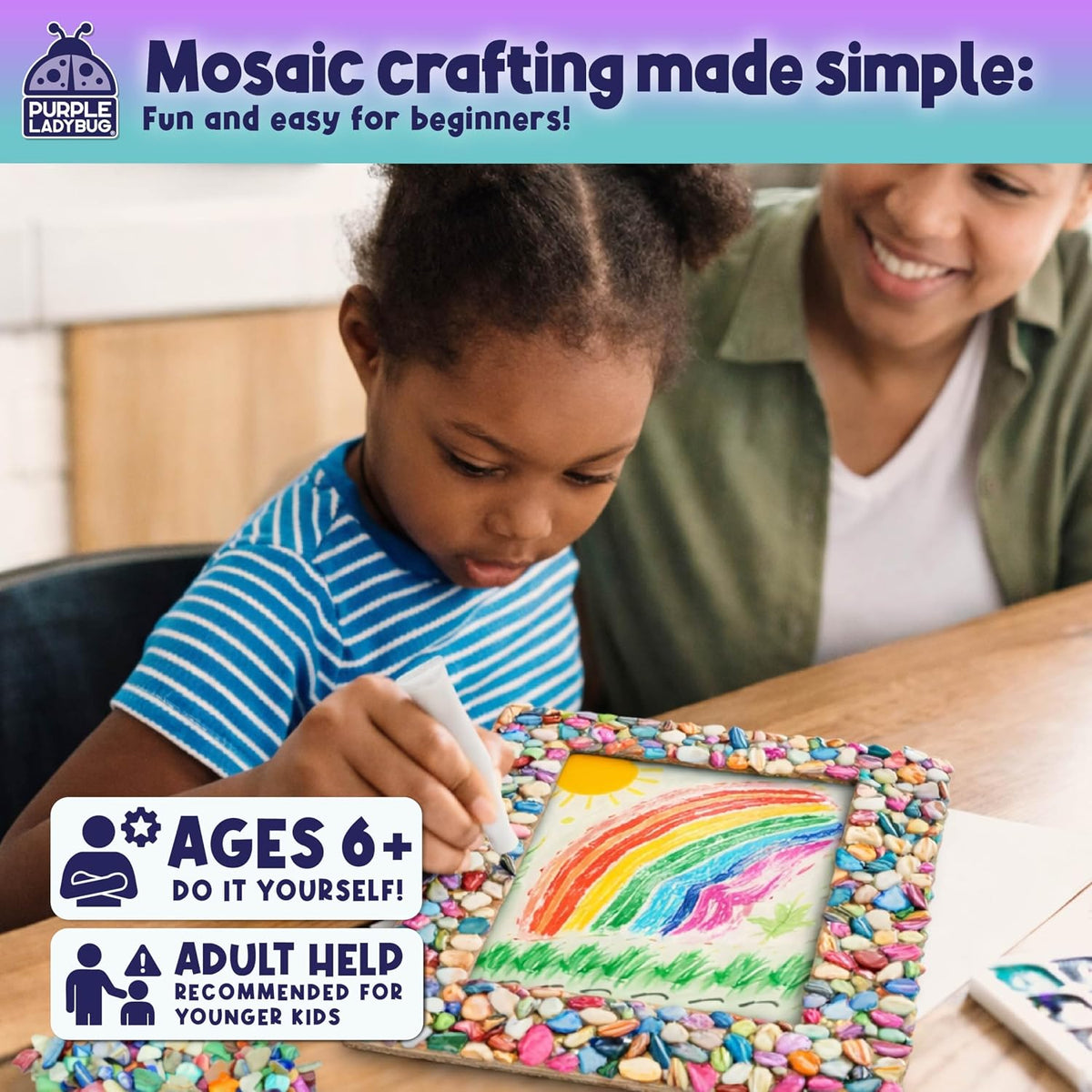 DIY Mosaic Photo Frame Craft Kit for Girls Ages 8-12 - Tween Birthday Gift
