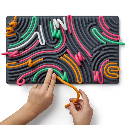 Pushpeel Sensory Activity Board: Silicone Fidget Toy for Calming, Stress, Anxiety, ADHD & Autism | Silent, No Mess | Kids 3+ & Adults | Includes Portable Travel Bag & 11 Strings