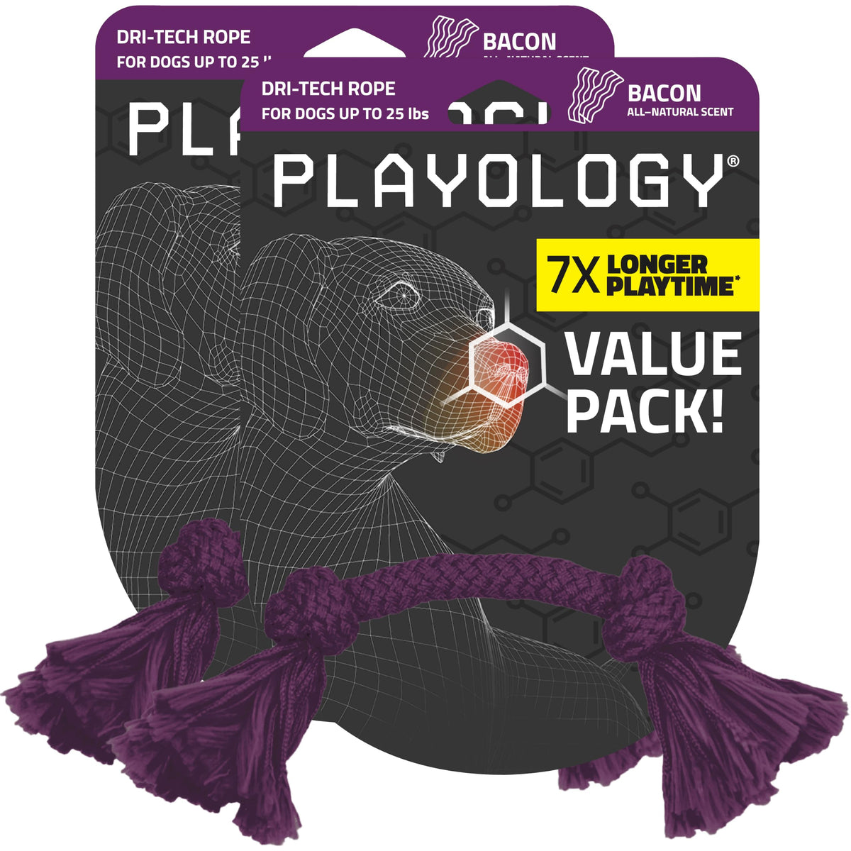 Playology Tug Rope Dog Toys for Large Dogs - Jumbo, Peanut Butter Scent