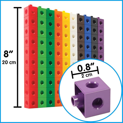 edxeducation Linking Cubes, Set of 100, Counting Cubes, Color Sorting Toys