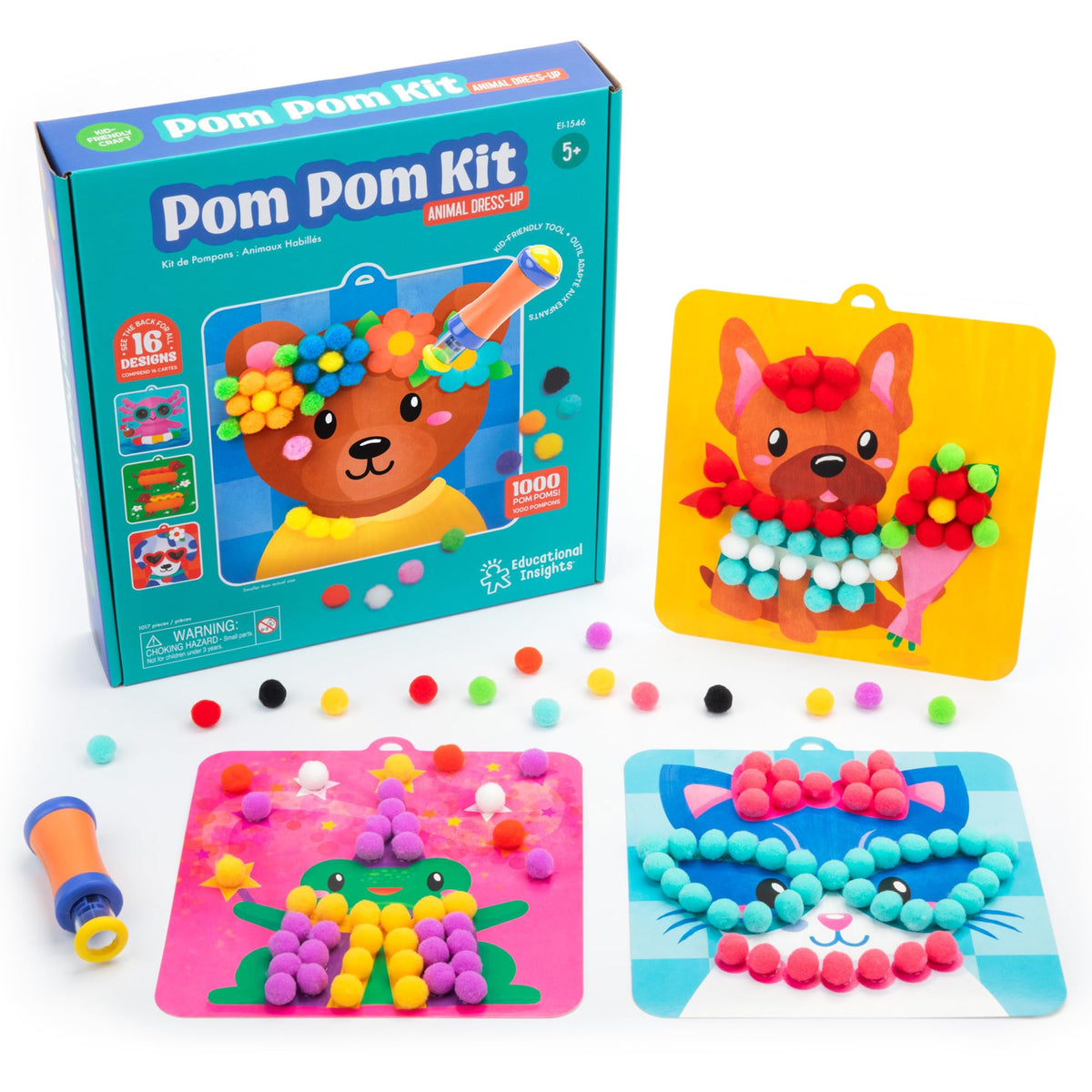 Educational Insights Pom Pom Kit: Animal Dress Up