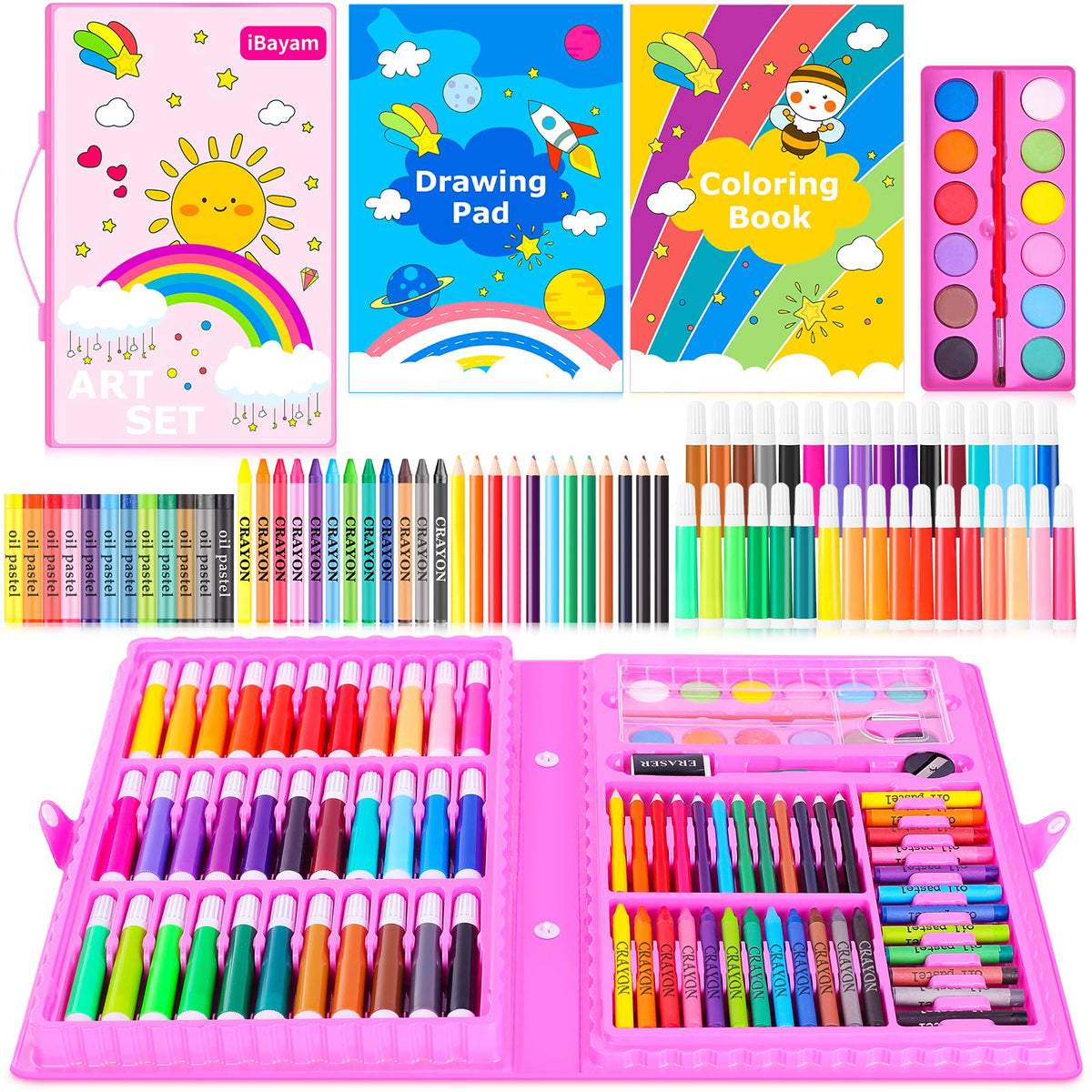 iBayam Art Supplies, 149-Pack Drawing Kit Painting Art Set Kits, Pink Box