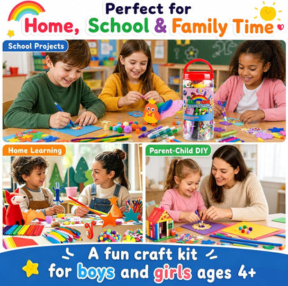 FUNZBO Arts and Crafts Supplies for Kids - Toddler DIY School Craft Set