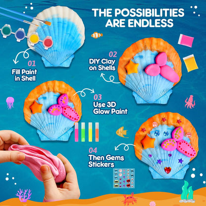 Shell Painting Kit for Kids, Arts and Crafts Gifts for Girls Boys Ages 6-12