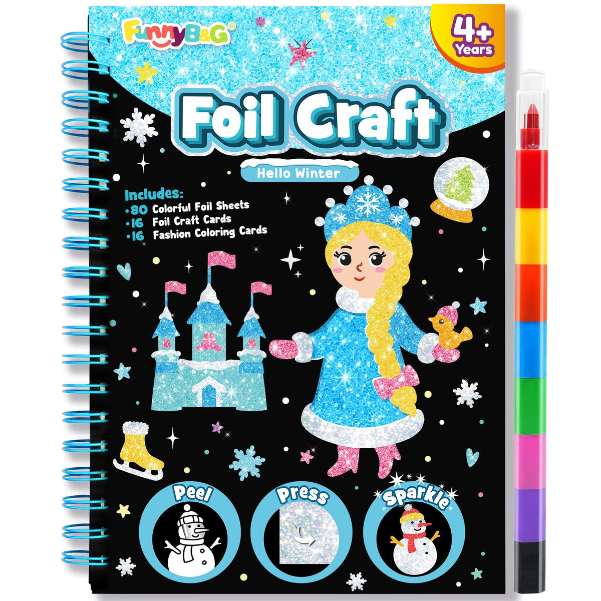 FUNNYB&G Foil Art Craft Kit for Kids, Sparkly Birthday Gift Toy for Girls