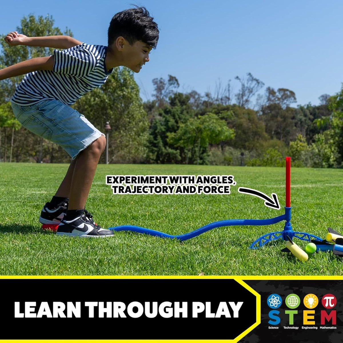 Stomp Rocket Jr Multi-Color Rocket Launcher for Kids, 8 Rockets