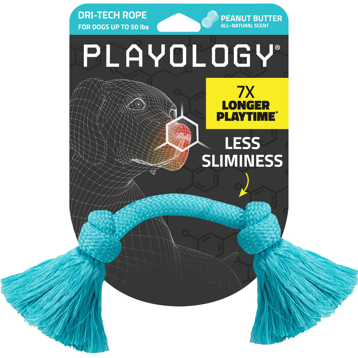 Playology Tug Rope Dog Toys for Large Dogs - Jumbo, Peanut Butter Scent