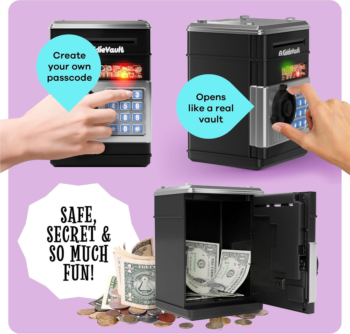 Piggy Bank for Kids - Electronic Money Saving Box w/Code- ATM Safe - Toy Coin Bank - Gifts for Boys Toys for Age 3, 4, 5, 6, 7, 8, 9 - Birthday Gifts for 8, 9, 10, 11, 12