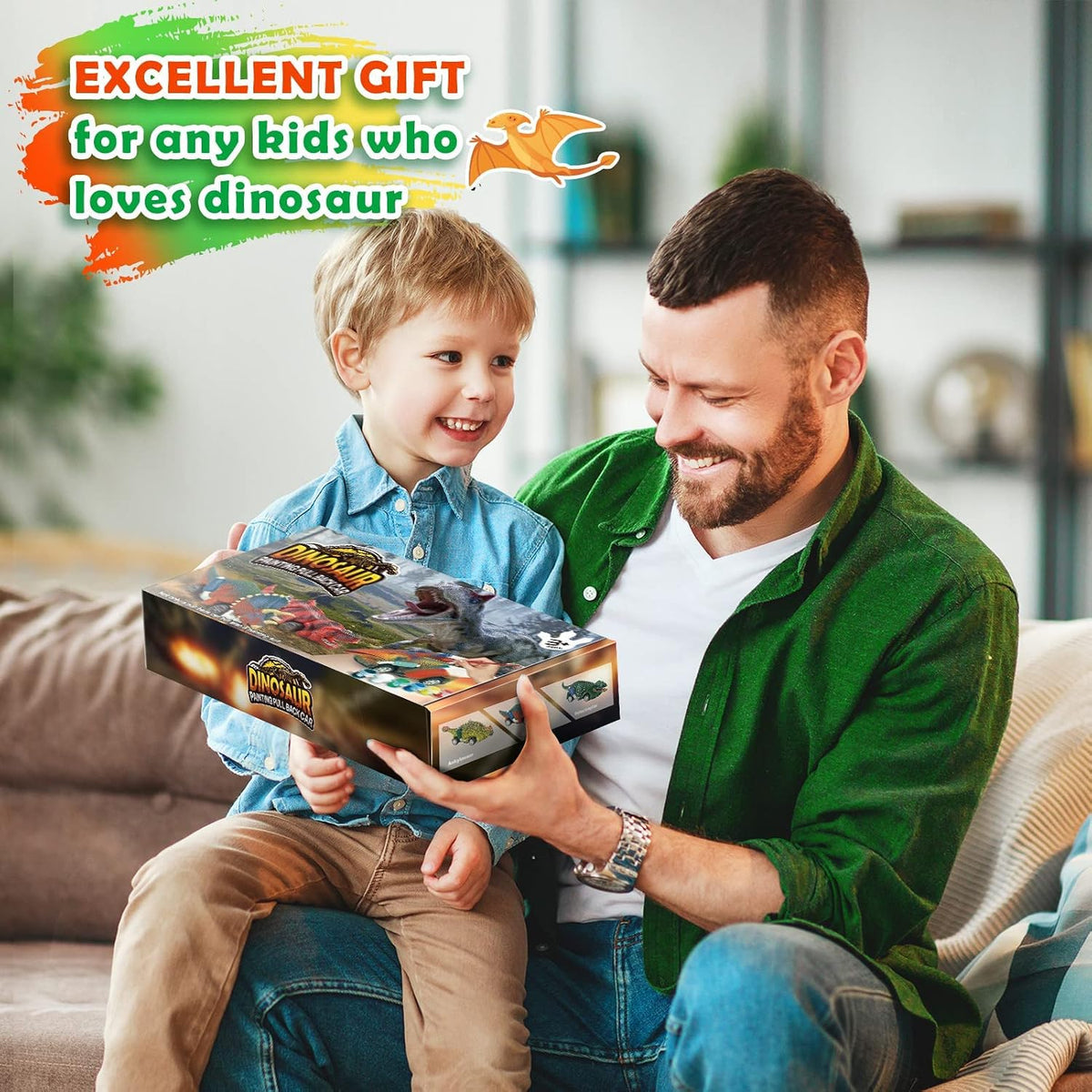 faentwc Dinosaur Painting Toys for Kids 5-7: Birthday Gifts for Kid Age 3-12 2 in 1 Dino Arts Painting Kits and Pull Back Cars Toy for Boys 4 5 6 7 8 9 10 Year Old Art & Craft Set