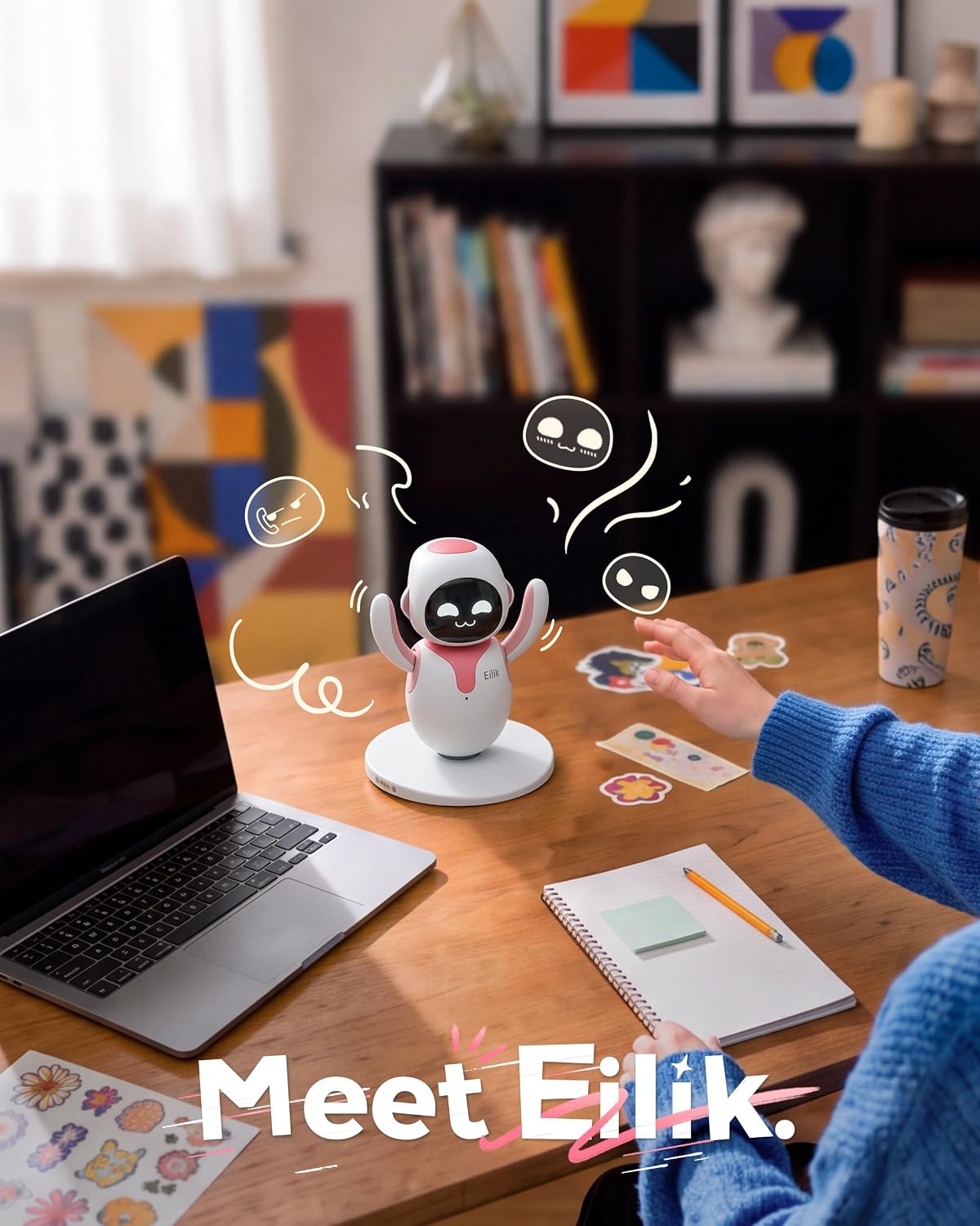 ENERGIZE LAB Eilik –Your Desktop Companion Full of Personality with Expressive Animations & Reactions, Touch-Responsive Play, Mini Games, Robot for Adults & Kids