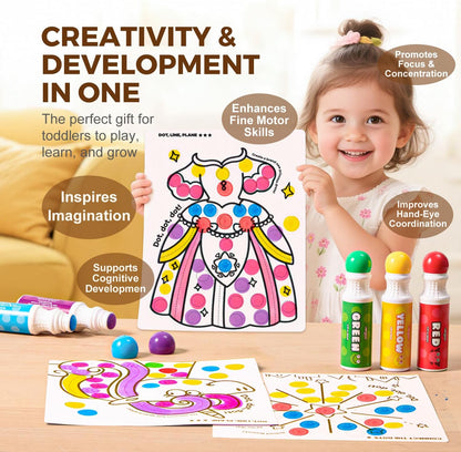 Jar Melo Washable Dot Markers for Toddlers, 6 Colors, Large 60ML