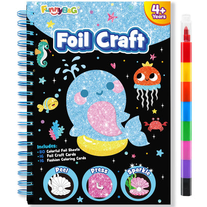 FUNNYB&G Foil Art Craft Kit for Kids, Sparkly Birthday Gift Toy for Girls
