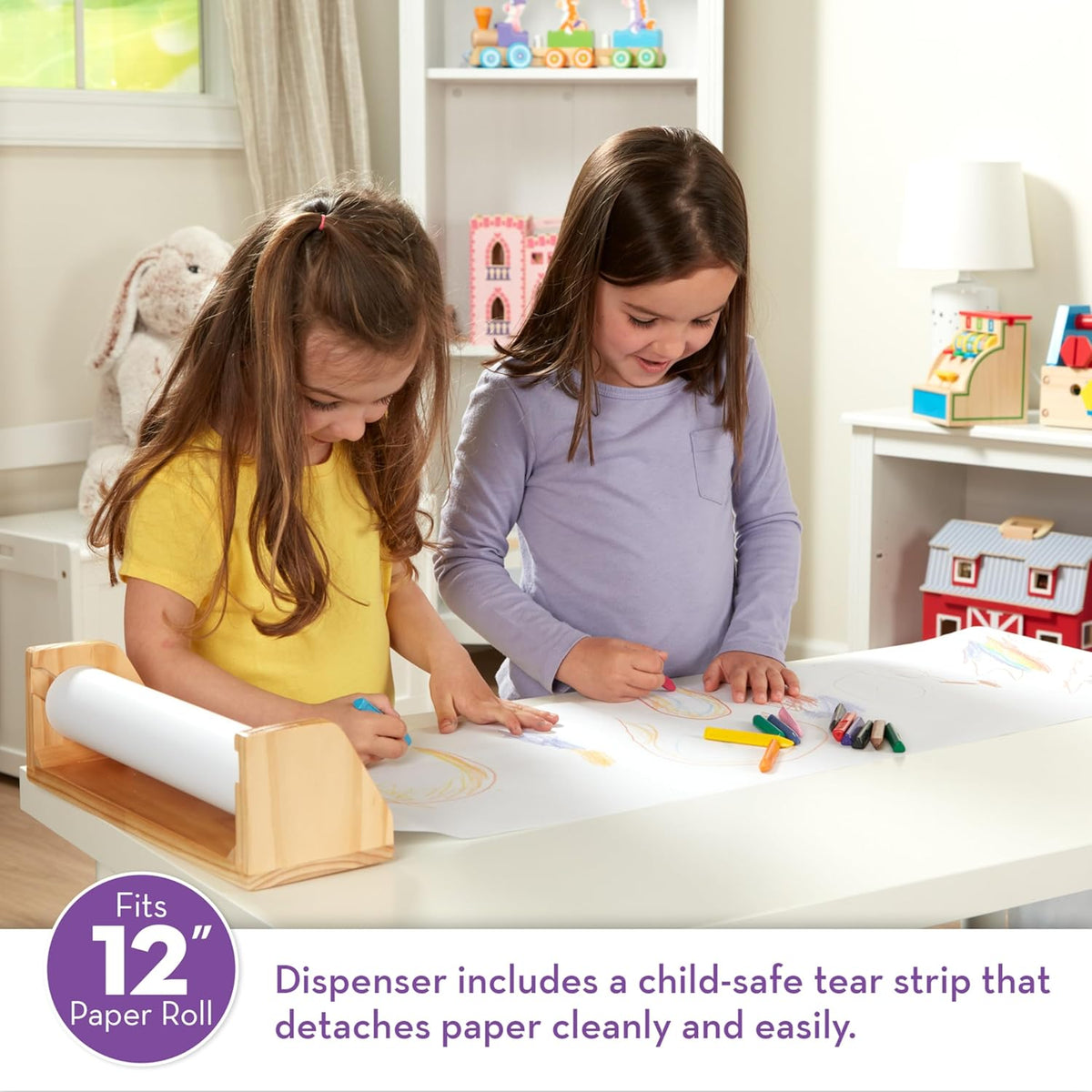 Melissa & Doug Wooden Tabletop Paper Roll Dispenser Art Play Set