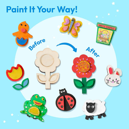 JOYIN 12 Wooden Magnet Painting Kit - Arts and Crafts for Kids Ages 3-8