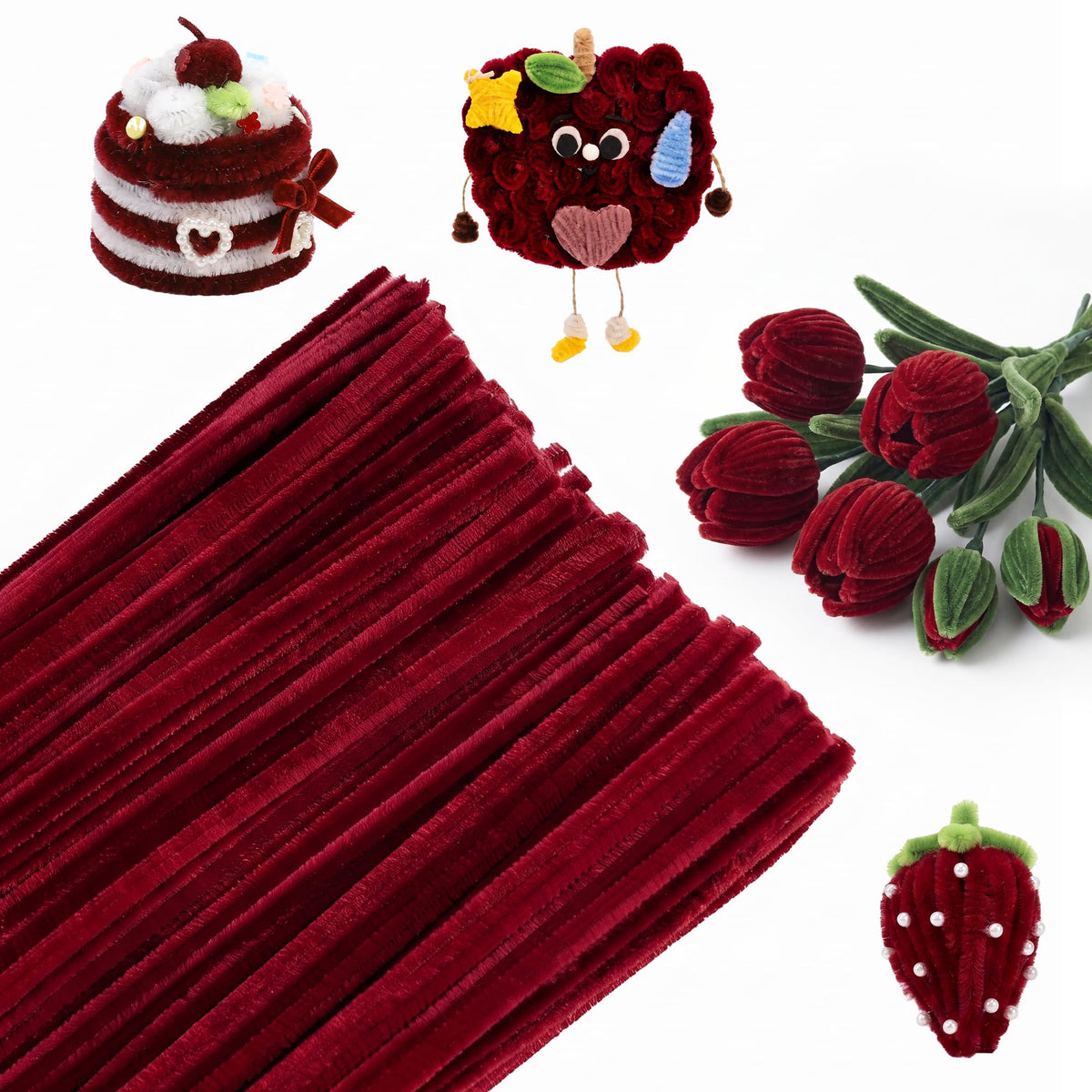 Caydo 200PCS Thick Pipe Cleaners Craft, 20 Colors Chenille Stems