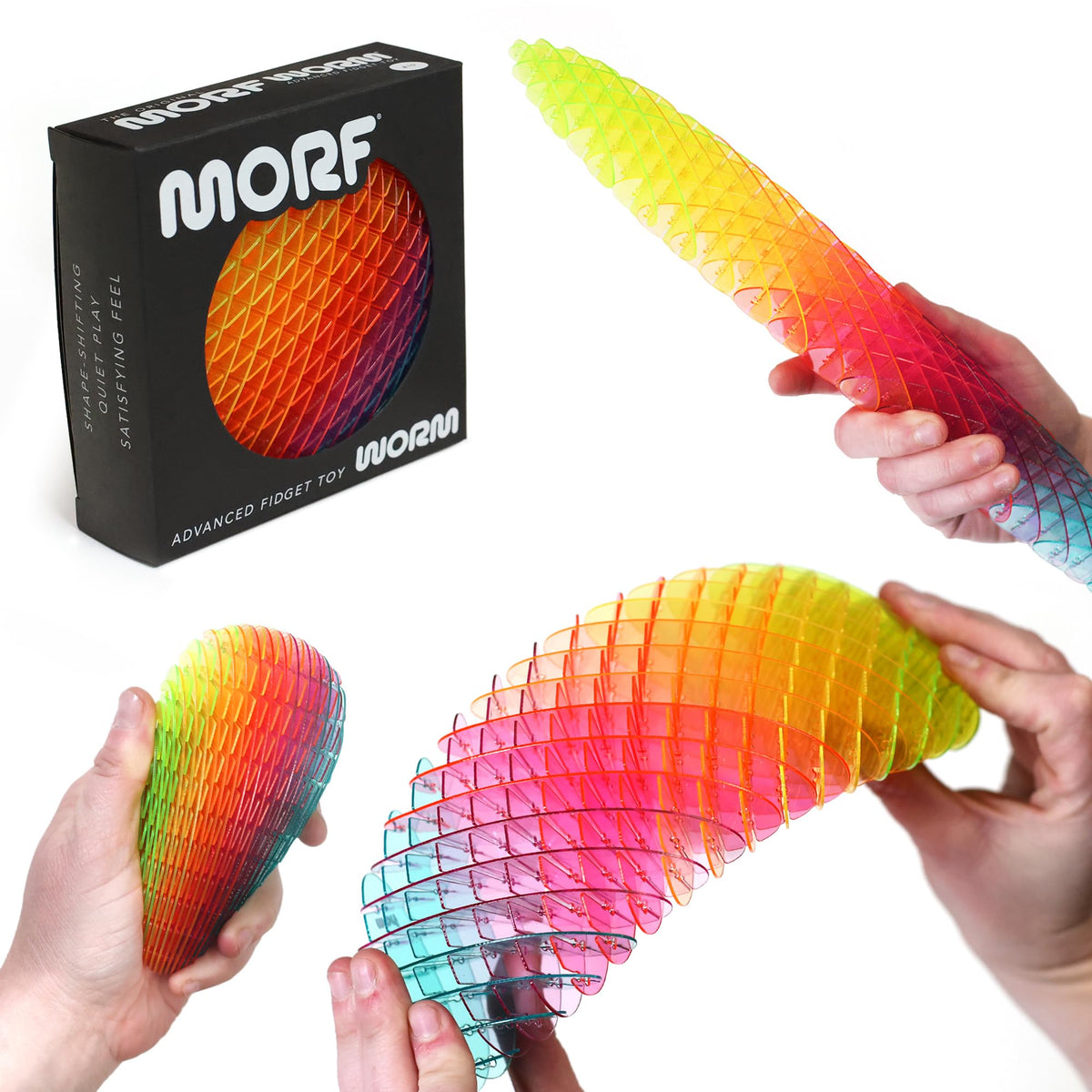 Morf Worm 3D Sensory Fidget Toy for Kids and Adults, Green, Small