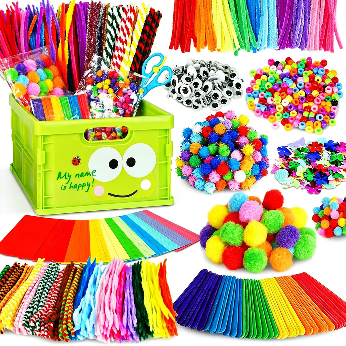 FUNZBO Arts and Crafts Supplies for Kids - Toddler DIY School Craft Set