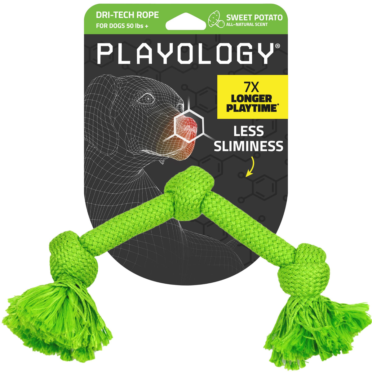 Playology Tug Rope Dog Toys for Large Dogs - Jumbo, Peanut Butter Scent