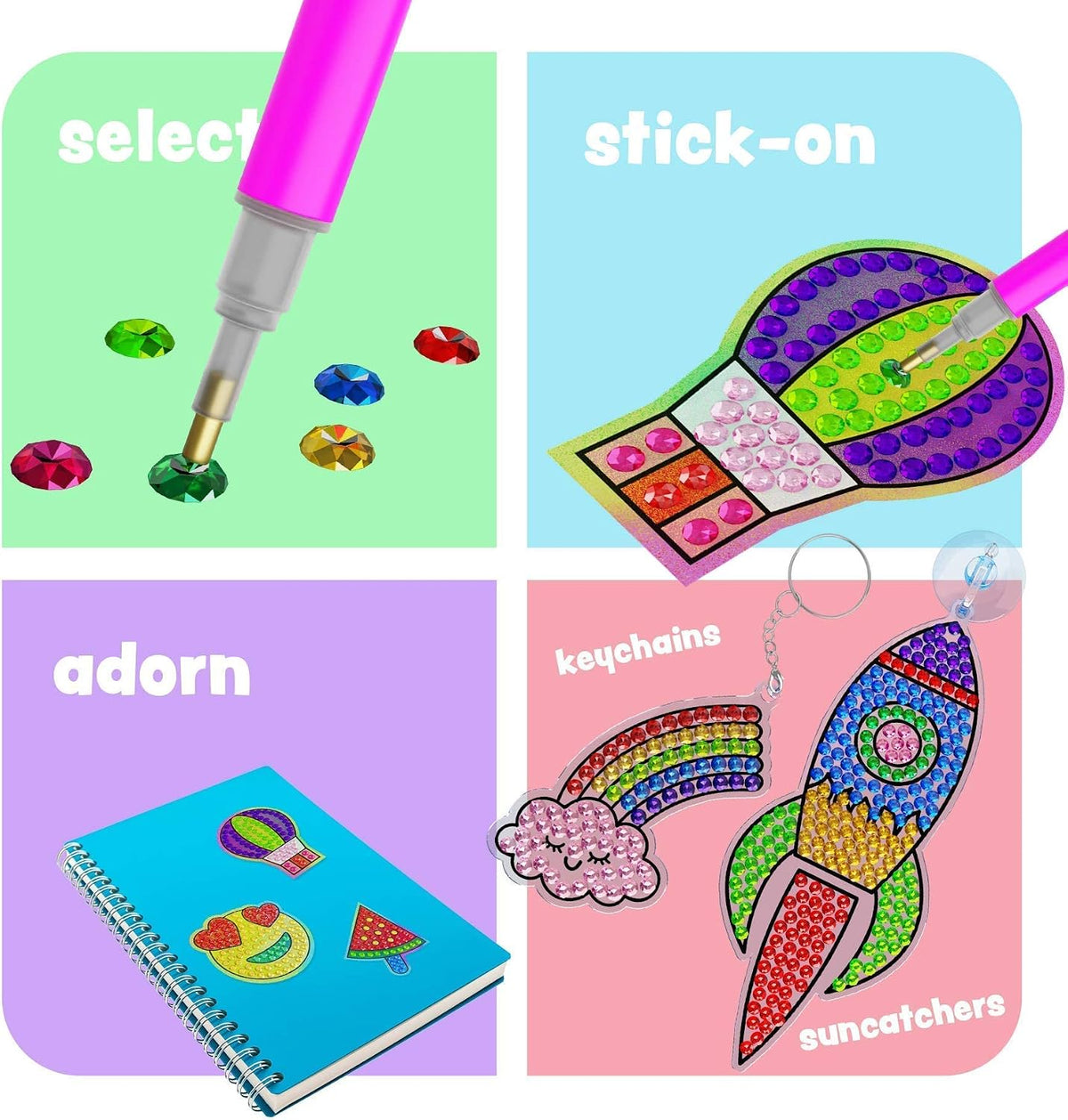 Dan&Darci Diamond Art Kit for Kids - Gem Painting - Arts & Crafts Kits for Ages 6-12 - Gifts for 6, 7, 8, 9, 10, 11, 12 Year Old Boy & Girl - Girls Birthday Toys Gift Ideas - Craft Activities
