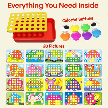 AMOSTING Button Art Toy, Color Matching Pegboard for Kids Ages 3+