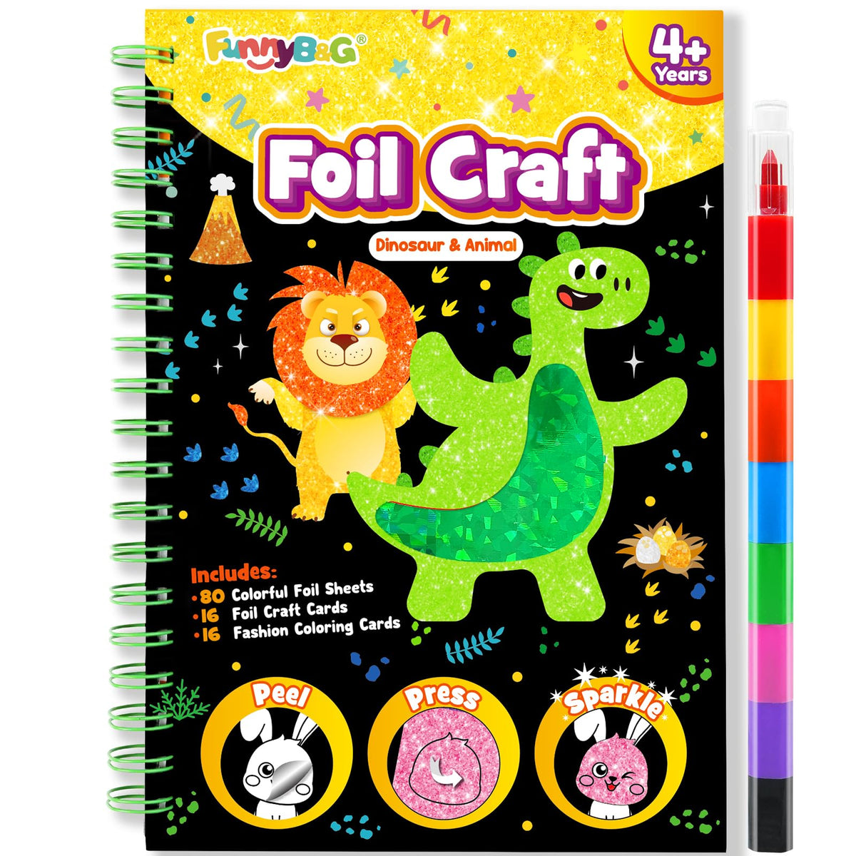 FUNNYB&G Foil Art Craft Kit for Kids, Sparkly Birthday Gift Toy for Girls