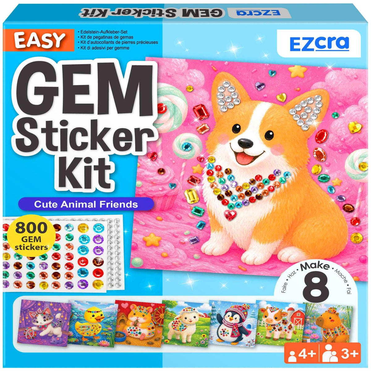 EZCRA Gem Sticker Kit for Kids - 990+ Stickers, 8 Unicorn Princess Themes
