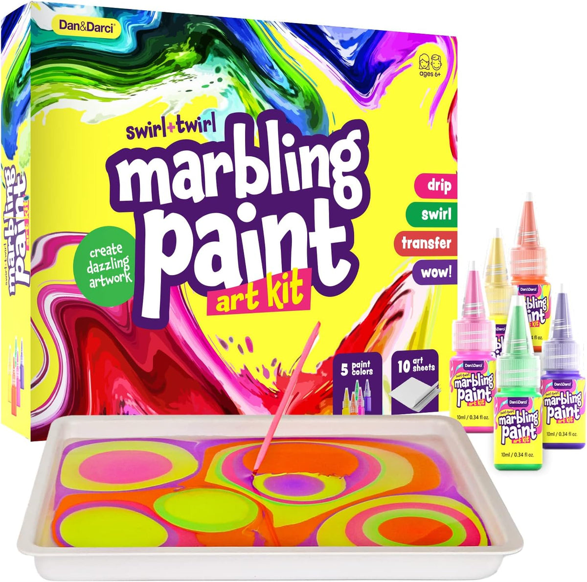Marbling Paint Art Kit for Kids - Arts & Crafts Gifts for Girls & Boys