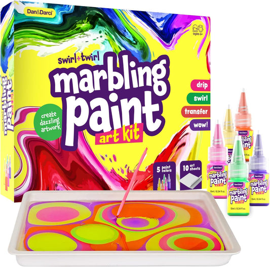 Marbling Paint Art Kit for Kids - Arts & Crafts Gifts for Girls & Boys