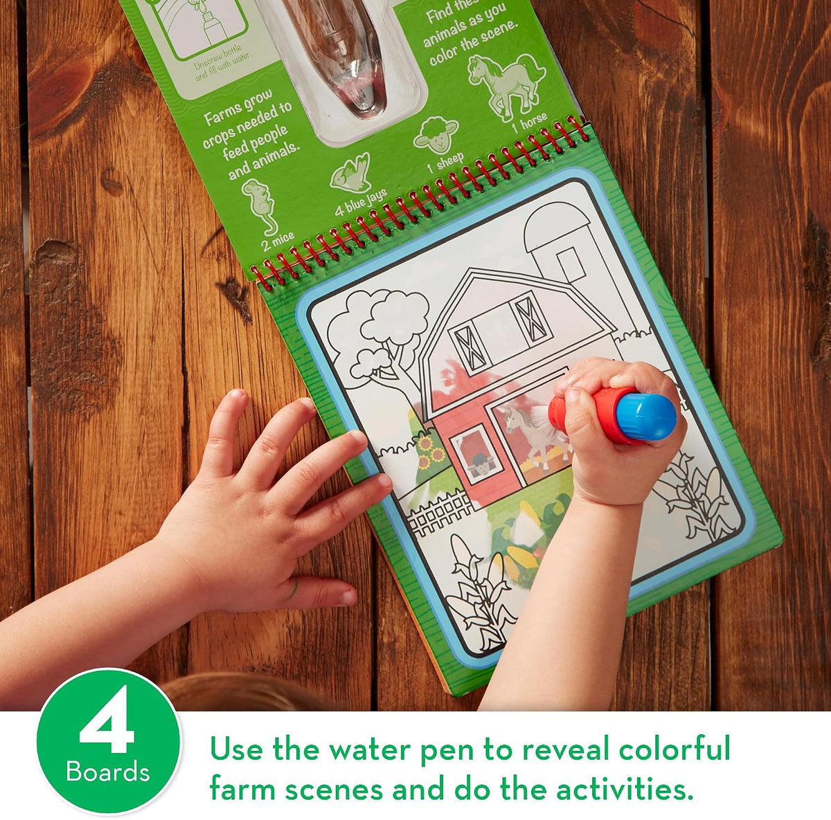 Melissa & Doug On the Go Water Wow! Farm Reusable Coloring Book Toy