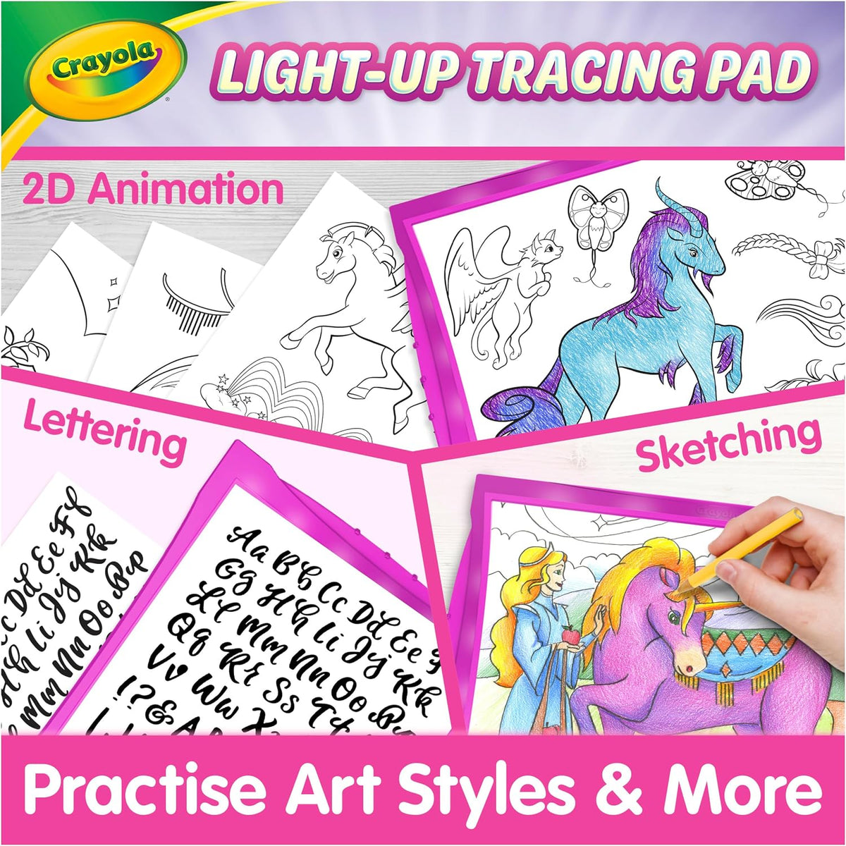 Crayola Light Up Tracing Pad Pink, Best Birthday Gifts for Girls & Boys, 6, 7, 8 Year Olds, Kids Toys, Light Box Art Kit for Kids [Amazon Exclusive]