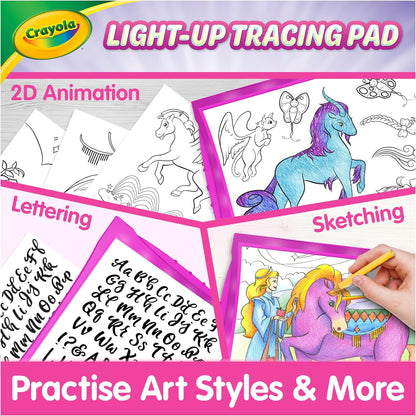Crayola Light Up Tracing Pad Pink, Best Birthday Gifts for Girls & Boys, 6, 7, 8 Year Olds, Kids Toys, Light Box Art Kit for Kids [Amazon Exclusive]