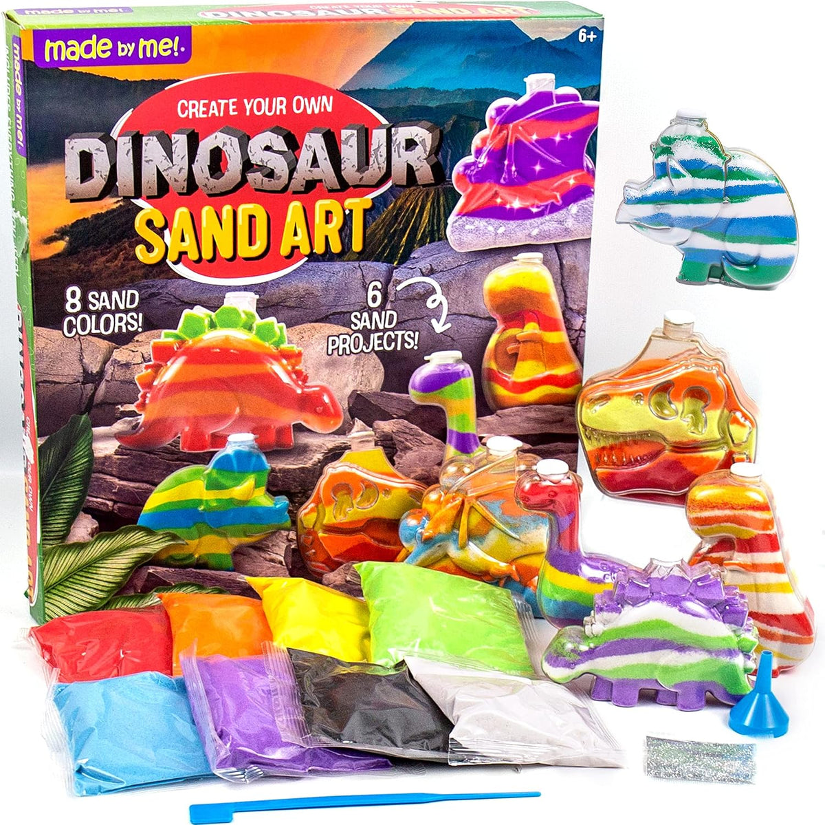 Made By Me Create Your Own Sand Art, 4 Sand Bottles & 2 Pendent Bottles with 8 Bright Sand Colors, Designing Tool & More, Great Staycation or Birthday Party Activity for Kids Ages 6, 7, 8, 9