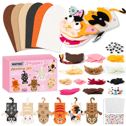 WATINC Hand Puppet Making Kit, Felt Sock Puppet Toys for Kids (Animals)