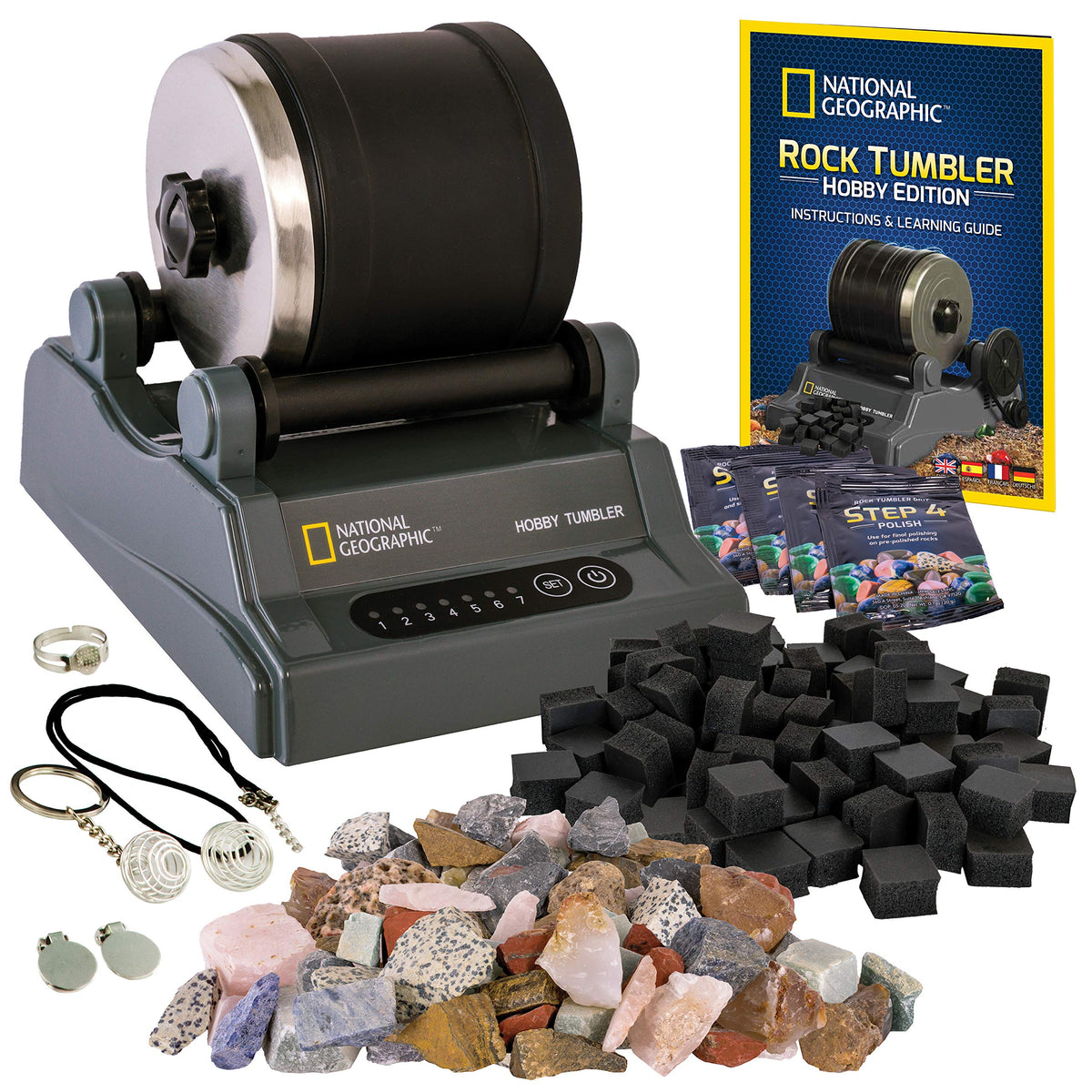 National Geographic Hobby Rock Tumbler Kit for Kids and Adults Ages 8+